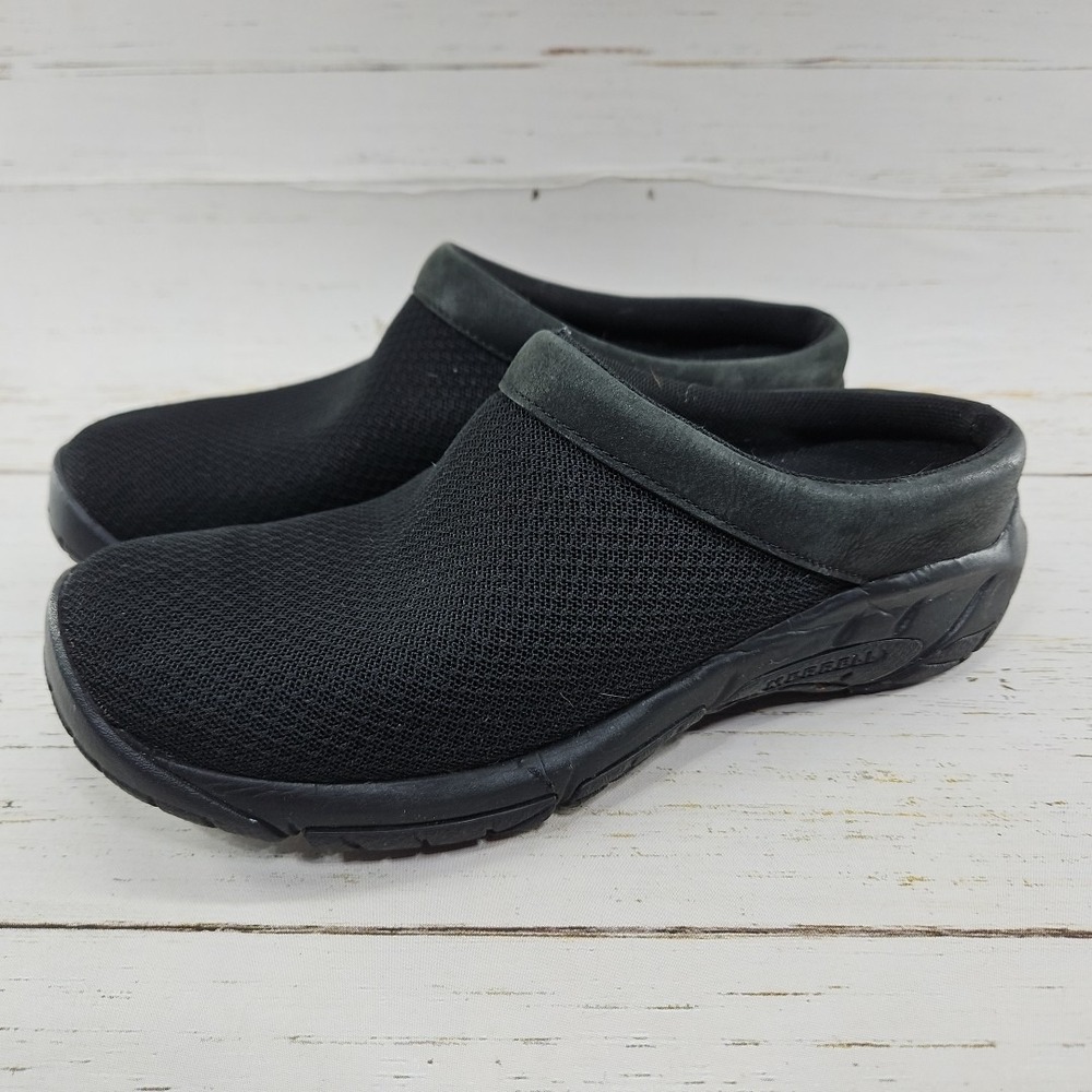 Merrell Encore Breeze 4 Womens 7.5 Black Slip On Comfort Mule Clogs Shoe J000554